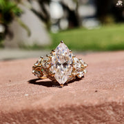 Marquise Cut Moissanite Engagement Ring, Nature Inspired Moissanite Ring