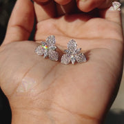 Elegant Flower Style Lab Grown Diamond Earrings: Marquise & Round Cuts