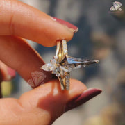 Unique Kite Cut Salt and Pepper Diamond Ring, Natural Diamond Bridal Ring Set