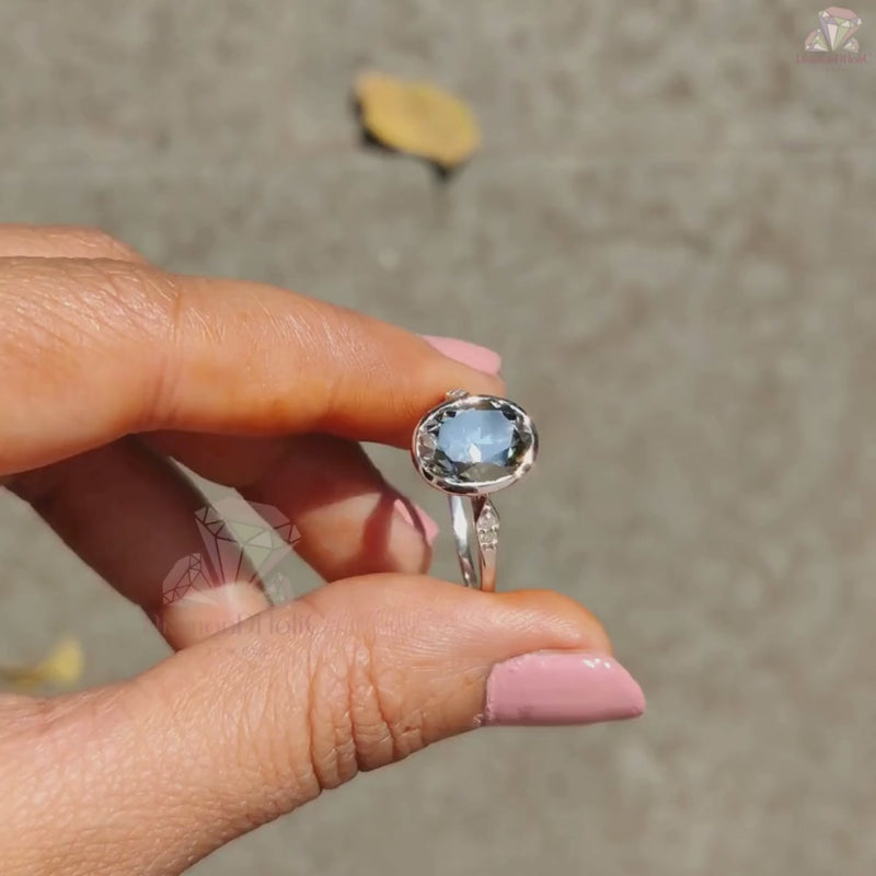 Gray Moissanite Diamond Ring